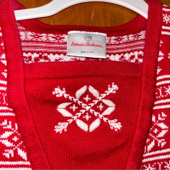 HANNA Andersson Red Christmas Holiday  Snowflake sweater Dress size 5 - Picture 3 of 3